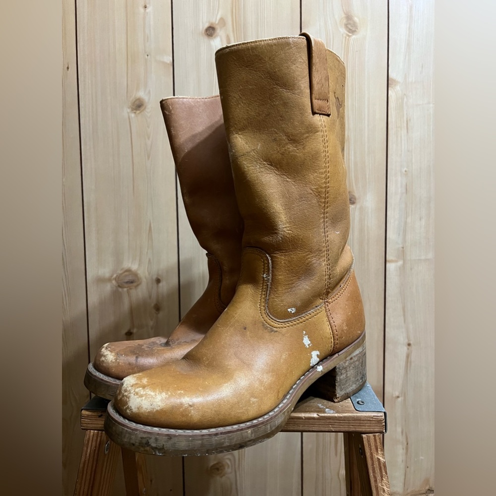 Vintage Square Toe Leather Boots